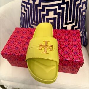 Tory Burch Lime Green Slide Sandals